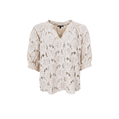 NELLY flower S/S puff blouse