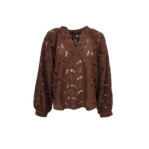 NELLY flower blouse Coffee