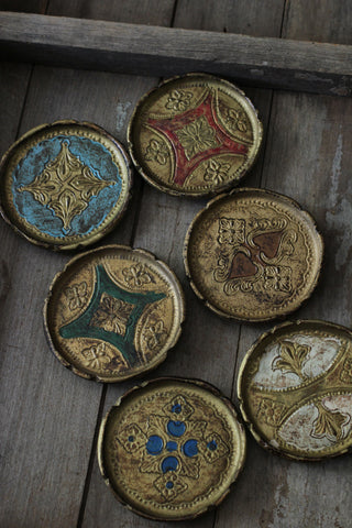 Set of 6 Vintage Florentine Coasters