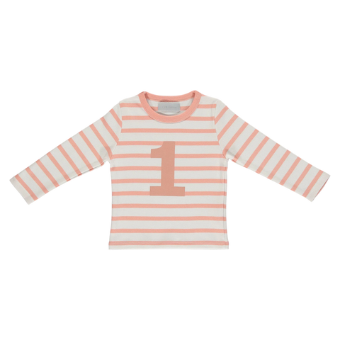 Shrimp & White Breton Striped Number T Shirt (Shrimp)