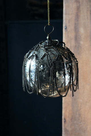 Glass bauble | Gold with metal chain