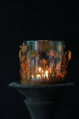 Wildflower Rusty Candle Holder