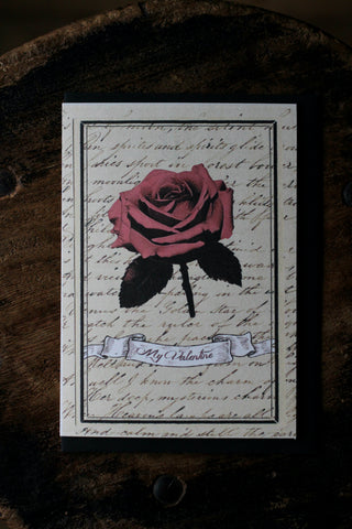 Red Rose Scroll Valentine's Card