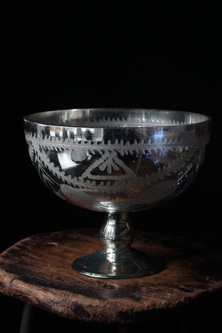 Glass etched decorative bowl