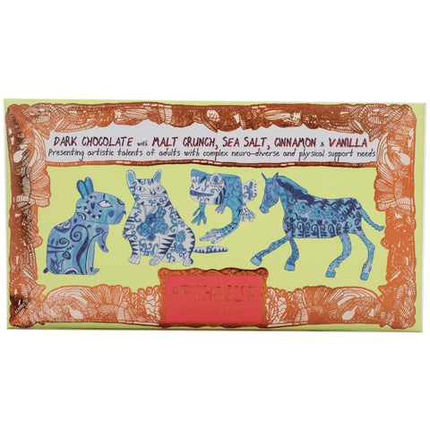 Dark Chocolate Bar with Malt Crunch, Sea Salt, Cinnamon and Vanilla