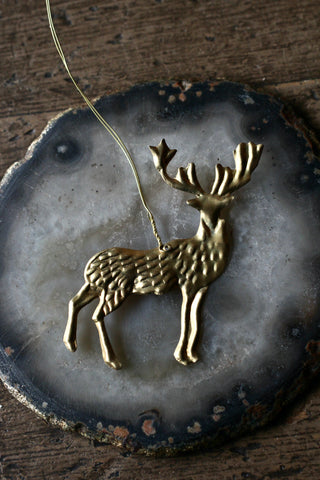 Small Brass Reindeer Decoration