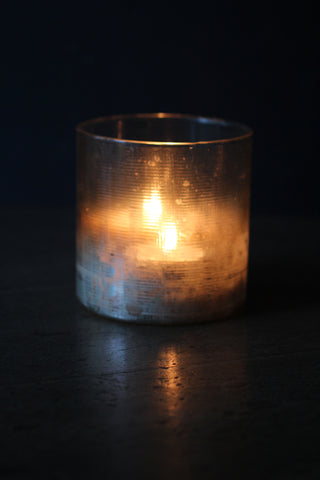 Glass Candle Holder | Mottled silver