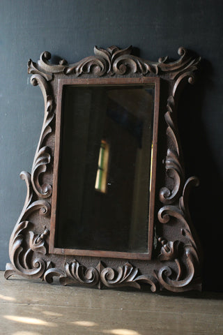 Antique Carved Oak Mirror