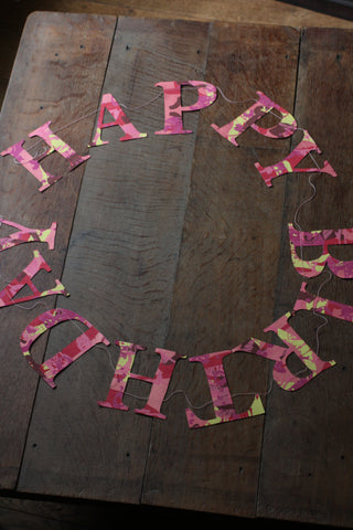 Happy Birthday - Recycled Red Mix Sewn Garland