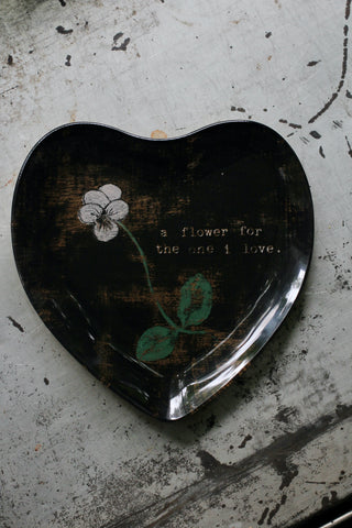 A Flower For The One I Love (Pansy) | Small Heart Decoupage Plate