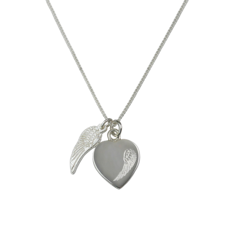 Angel wing & Heart necklace