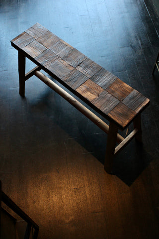 Rustic Bench with parquet top