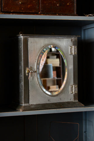 Vintage Steel Wall Cabinet (Oval MIrror)