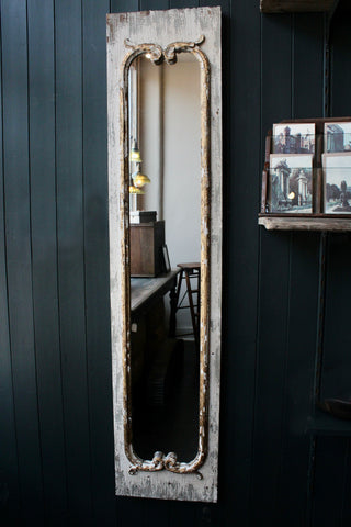Wall Mirror distressed white and gold