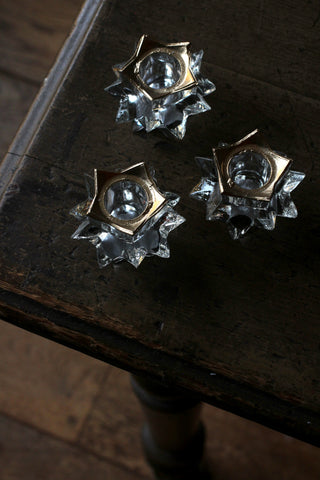 Star Glass T-Light Holder with Gold Trim