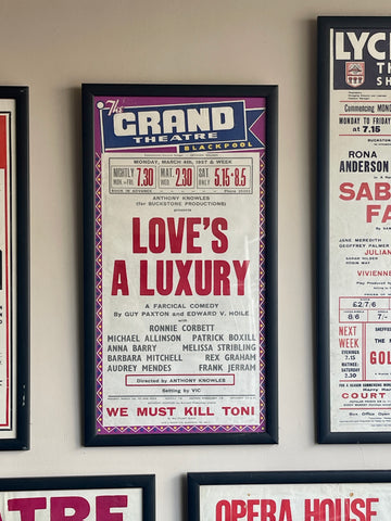 Vintage Theatre poster framed | Love’s a Luxury