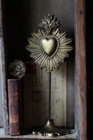 Decorative Gold Sacred Heart on Stand