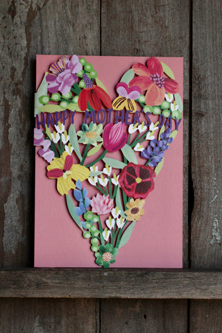 Mother's Day Heart of Flowers | Lasercut Card