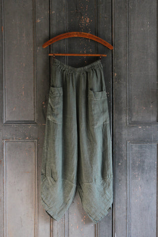 LINEN BARREL PANT
