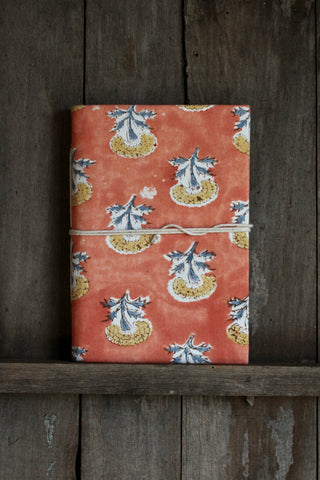 Indian block print notebook | Orange print notebook