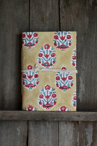 Indian block print notebook | Mustard yellow