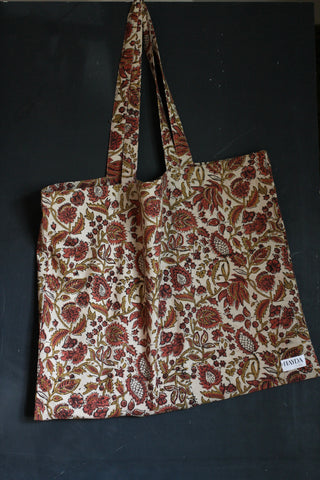 Floral Block Print Tote Bag | Agra