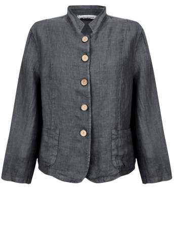 Short Linen Jacket - Grey