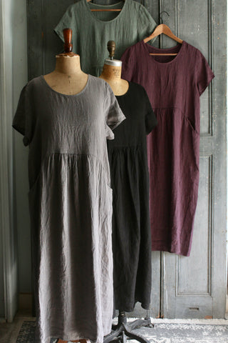 Long Round Neck Linen Dress