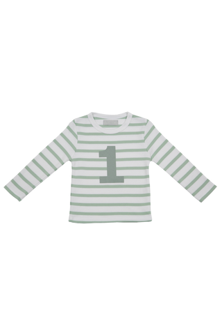 Seafoam & White Breton Striped Number T Shirt