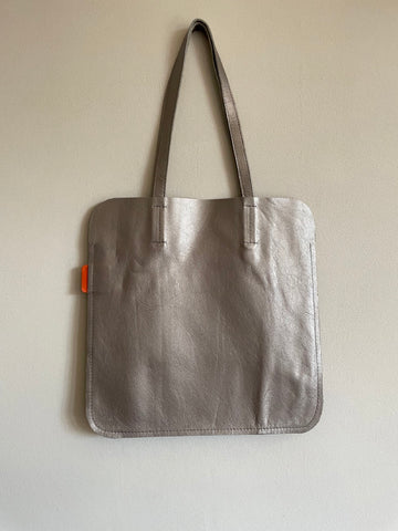 Leather Tote Bag 40cm Pewter