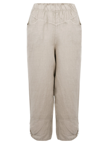 Cropped Linen Trouser - Taupe