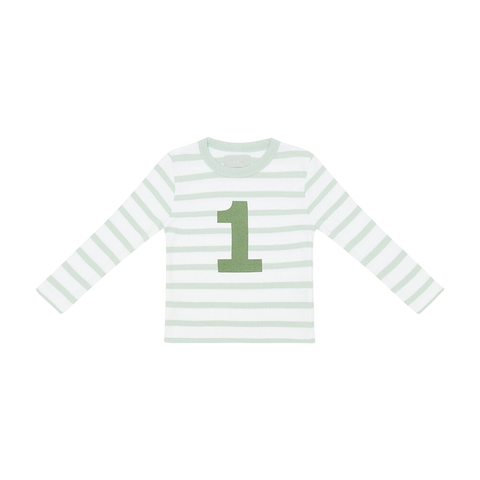 Powder Blue & White Breton Striped Number T Shirt