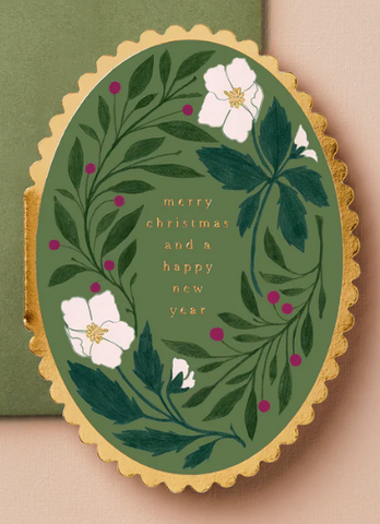 Wanderlust Card - Green Flora 'Merry Christmas'