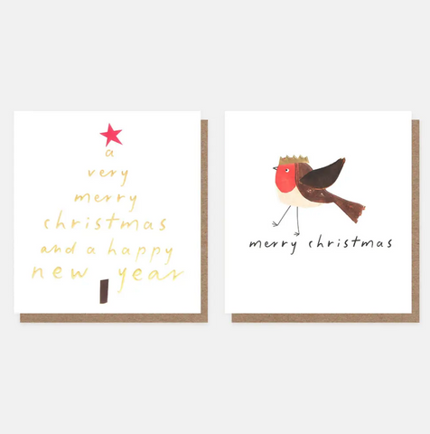 Gold Script Tree & Robin In Crown Mixed Charity Pack