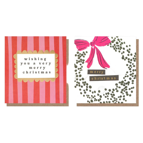 Stripe and Dotty Wreath With Bow Mixed Charity Pack