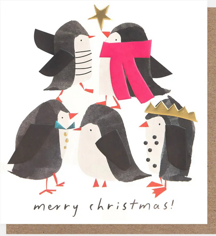Merry Christmas Dressed Up Penguins