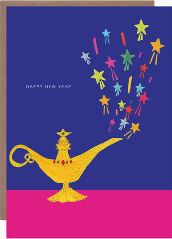 'happy New Year Lamp' Greetings Card