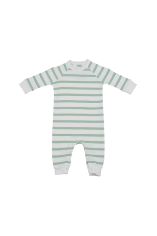 Seafoam & White Breton Striped All-in-One