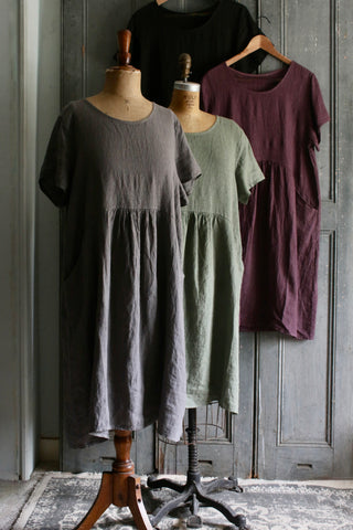 Short Round Neck Linen Dress