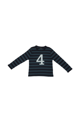 Vintage Blue & Navy Breton Striped Number T shirt