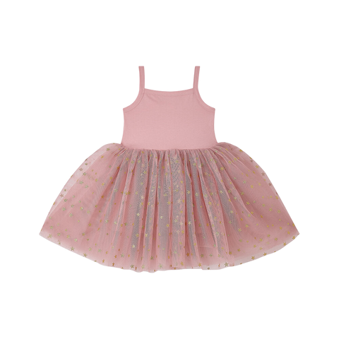 Vintage Pink & Gold Glitter Star Dress