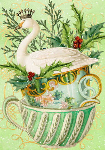 Madame Treacle Teacup Swan Christmas Card