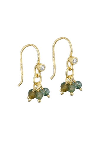 Lina hook earring w. gemstone pendants