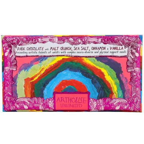 Magical Mysteries, Dark Chocolate Bar with Malt Crunch, Sea Salt, Cinnamon and Vanilla