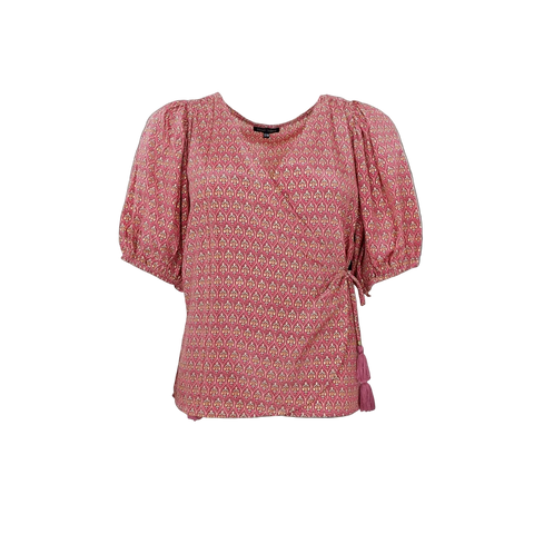 LUNA puff sleeve wrap blouse