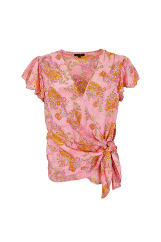 LUNA S/S wrap flared blouse Candy Rose