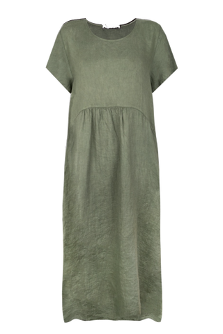 Long Round Neck Linen Dress