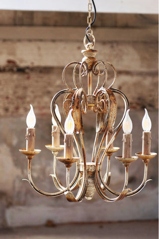 Six Arm 'Antiqued' Chandelier