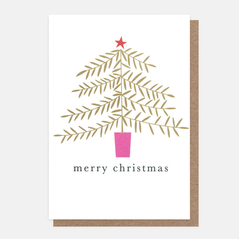 Caroline Gardner Gold Christmas Tree in Pot Small Card Pack