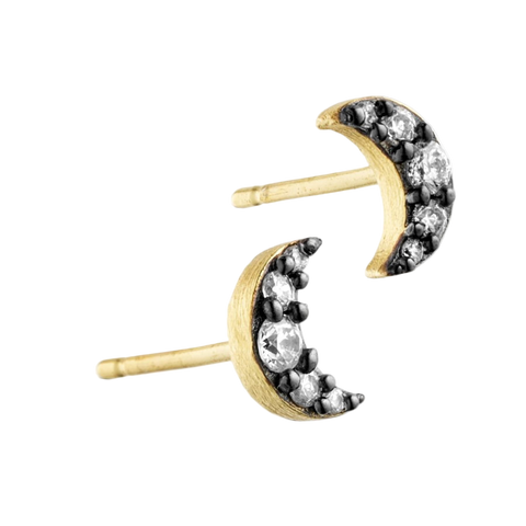 Luna post earrings black w. zircons